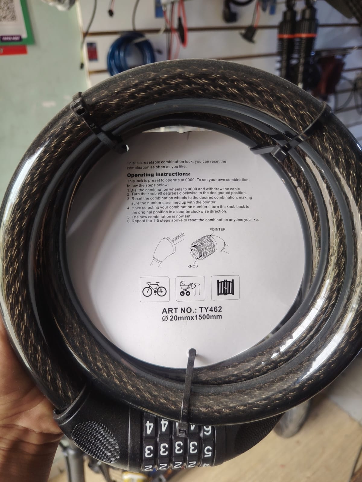 cadena de seguridad con clave de acero trenzado 20mmx1500mm