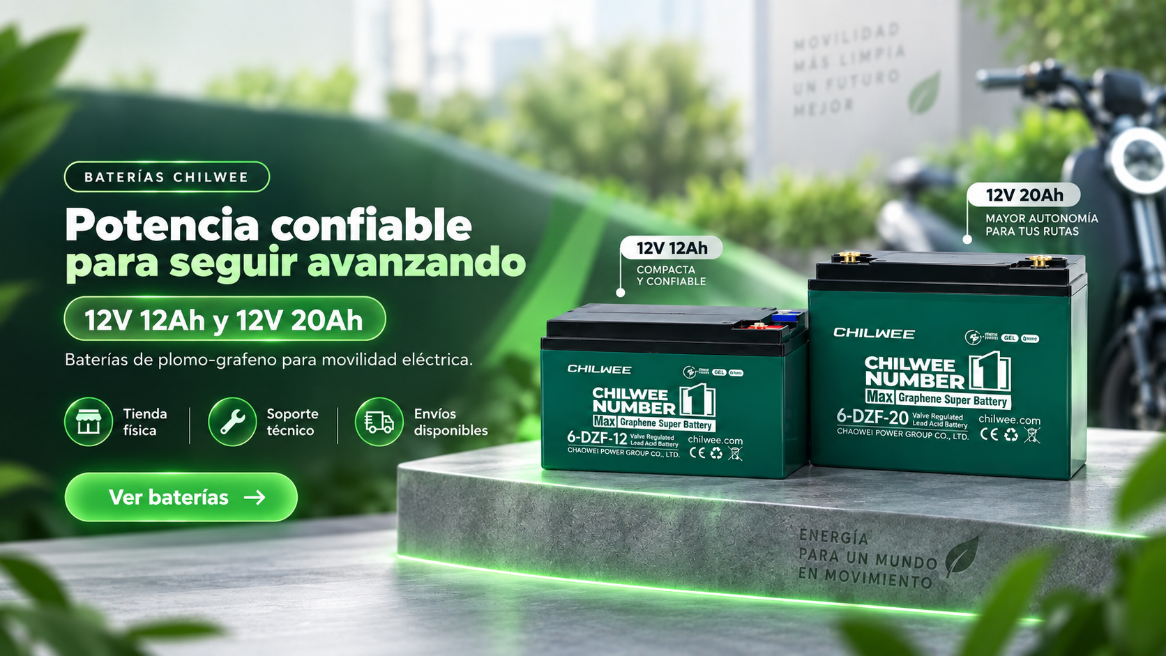 Baterías Chilwee 12V 12Ah y 12V 20Ah para movilidad eléctrica en BE Mobility