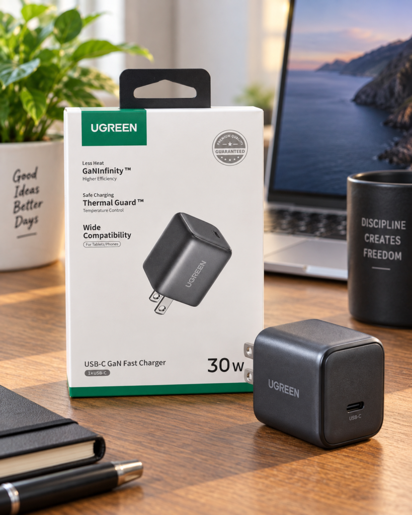 Cargador Rápido UGREEN USB-C 30W GaN para Celular y Tablet – X513