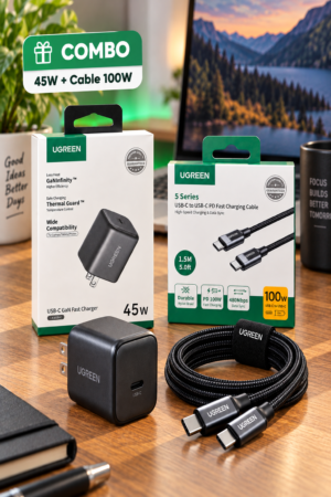 Combo UGREEN Carga Rápida 45W + Cable USB-C 100W